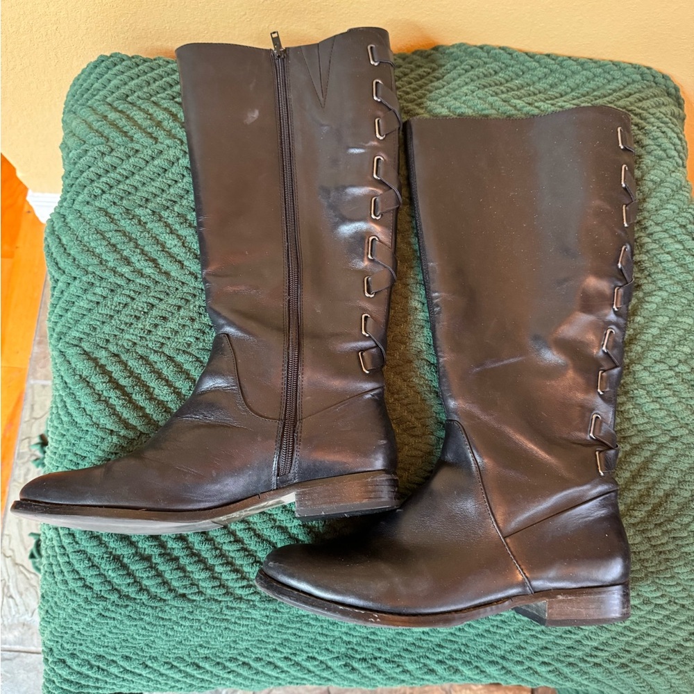 Arturo Chiang Dark Leather Over the Knee Boots